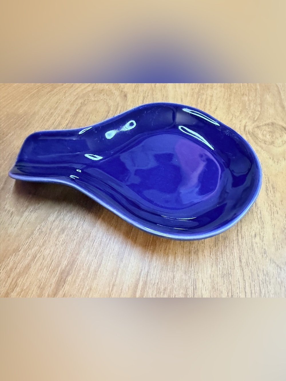 Crate & Barrel Navy Blue Ceramic Spoon Rest Holder Classic Clean Design - Picture 4 of 9